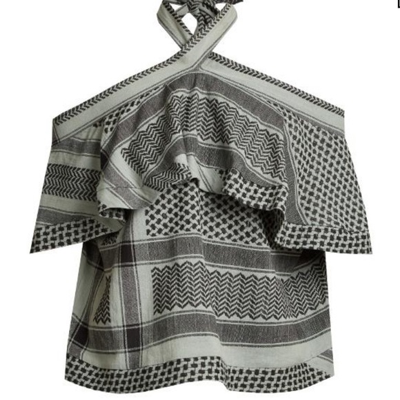 CECILIE Copenhagen Topanga Off the Shoulder Halter Top Jacquard 2 - Picture 1 of 6